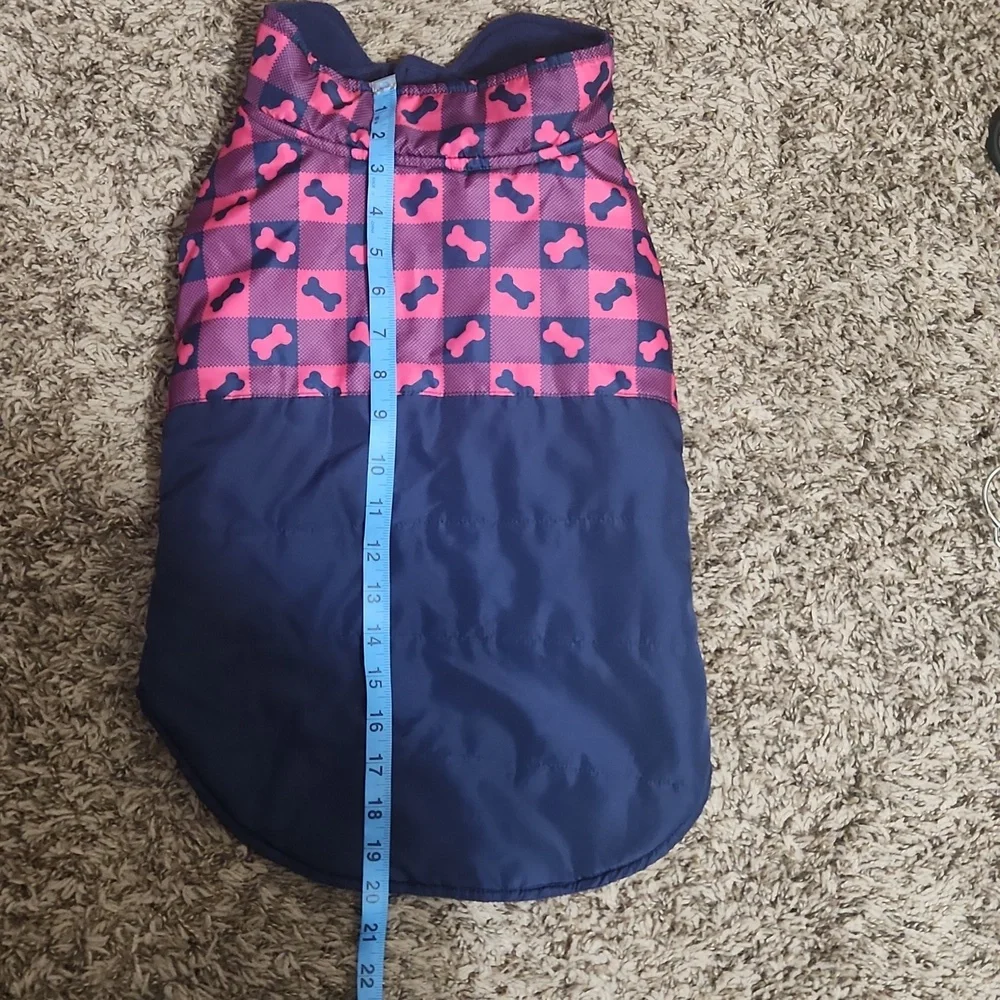 Pink And Blue Fleece Lined Dog Jacket